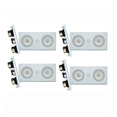 PyleHome Dual 5.25 Inch 300W Wall/Ceiling Mount 2-Way Speaker, White (4 Pack)