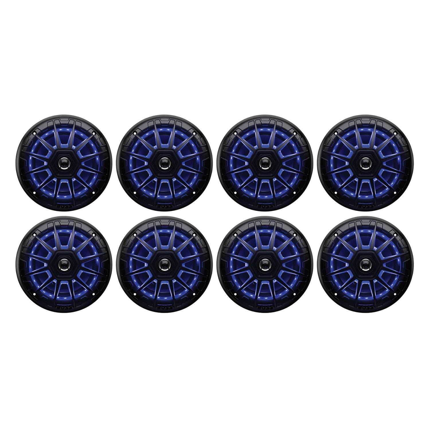 BOSS Audio MRGB65B 6.5" 200W Boat Marine RGB LED Light Speakers Black (8 Pack)