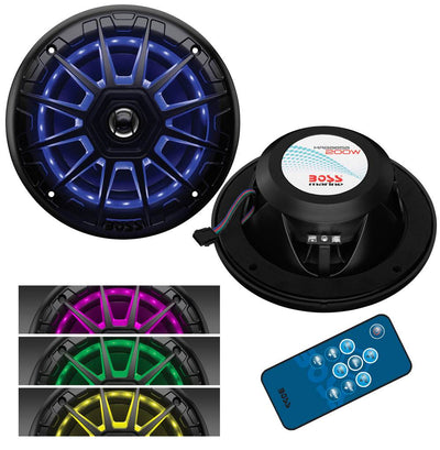 BOSS Audio MRGB65B 6.5" 200W Boat Marine RGB LED Light Speakers Black (8 Pack)