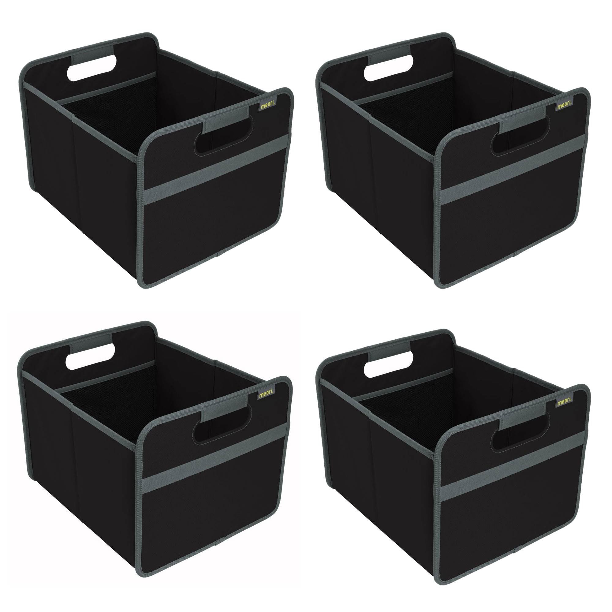 Meori Classic Collection 6.5 Gallon Medium Foldable Storage Box, Black (4 Pack)