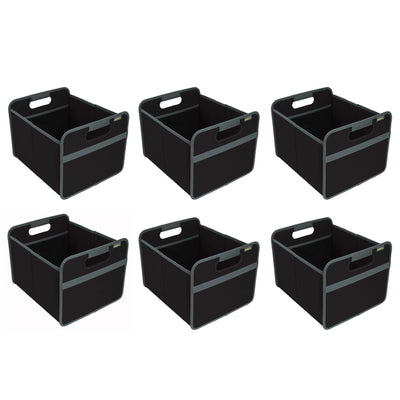 Meori Classic Collection 6.5 Gallon Medium Foldable Storage Box, Black (6 Pack)