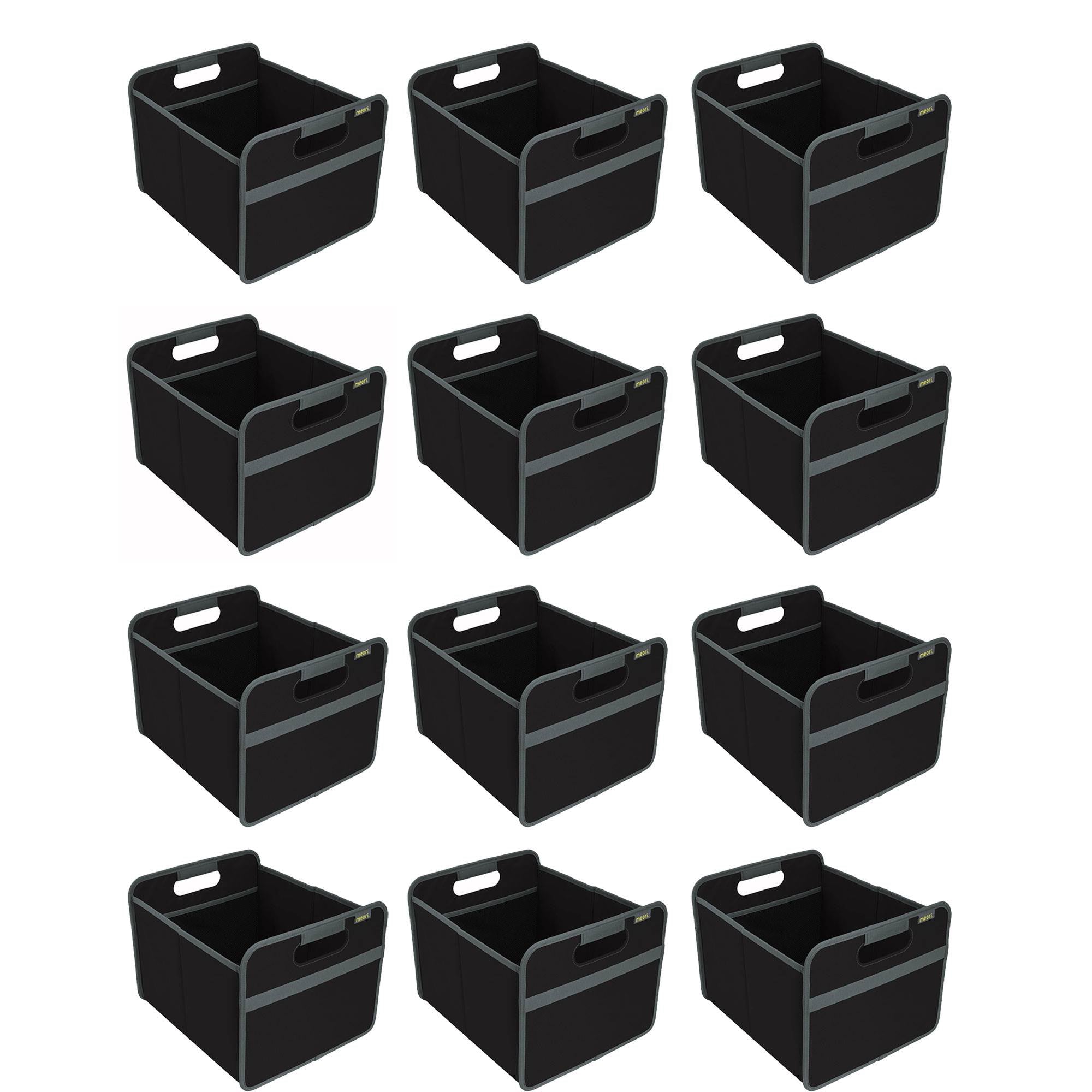Meori Classic Collection 6.5 Gallon Medium Foldable Storage Box, Black (12 Pack)