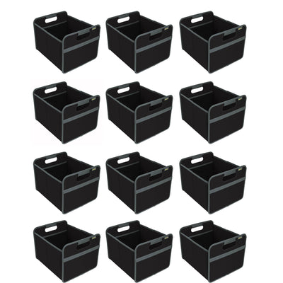 Meori Classic Collection 6.5 Gallon Medium Foldable Storage Box, Black (12 Pack)