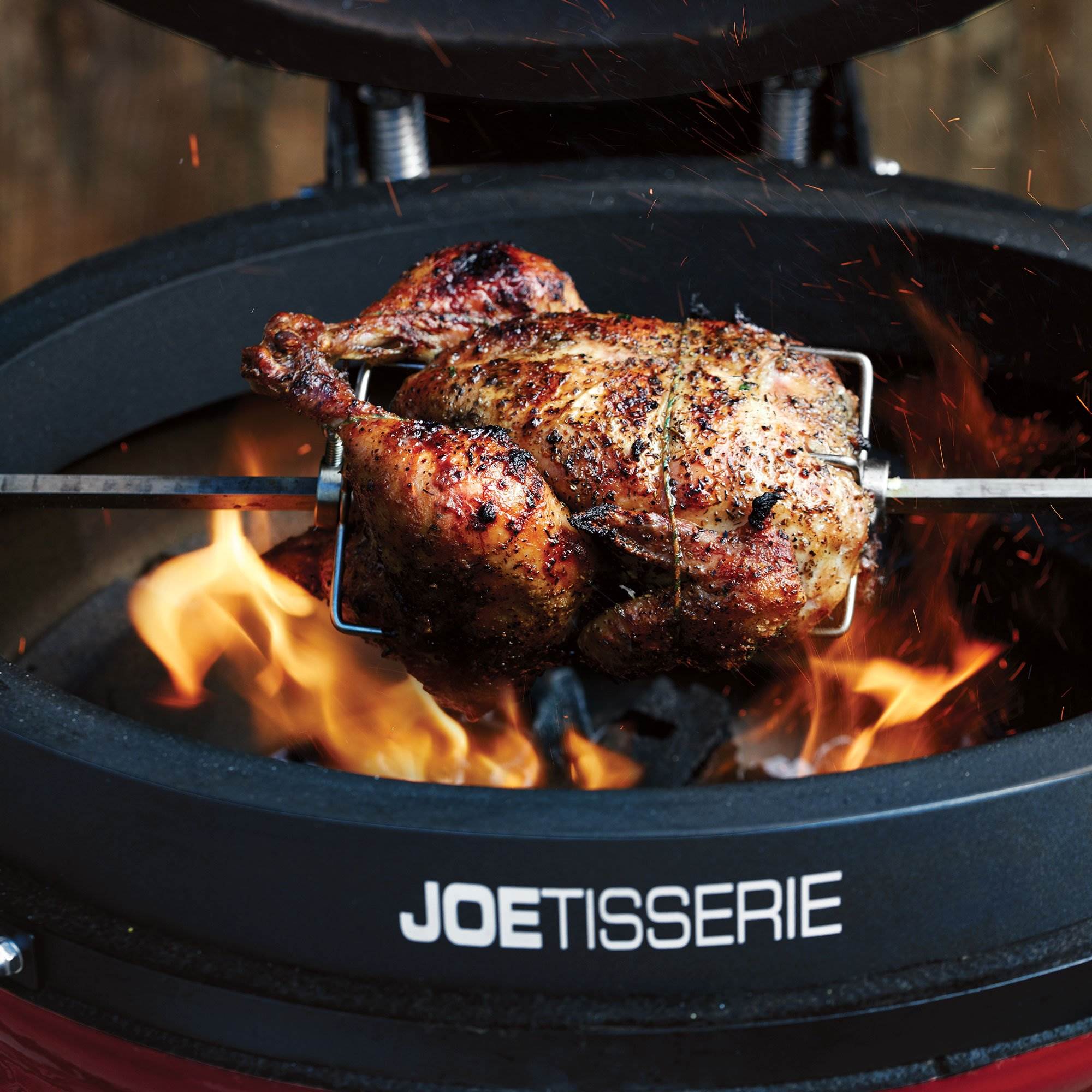 Kamado Joe Outdoor Ceramic Charcoal Grill with Spit Rod and Forks Rotisserie