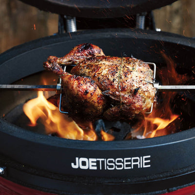 Kamado Joe Outdoor Ceramic Charcoal Grill with Spit Rod and Forks Rotisserie