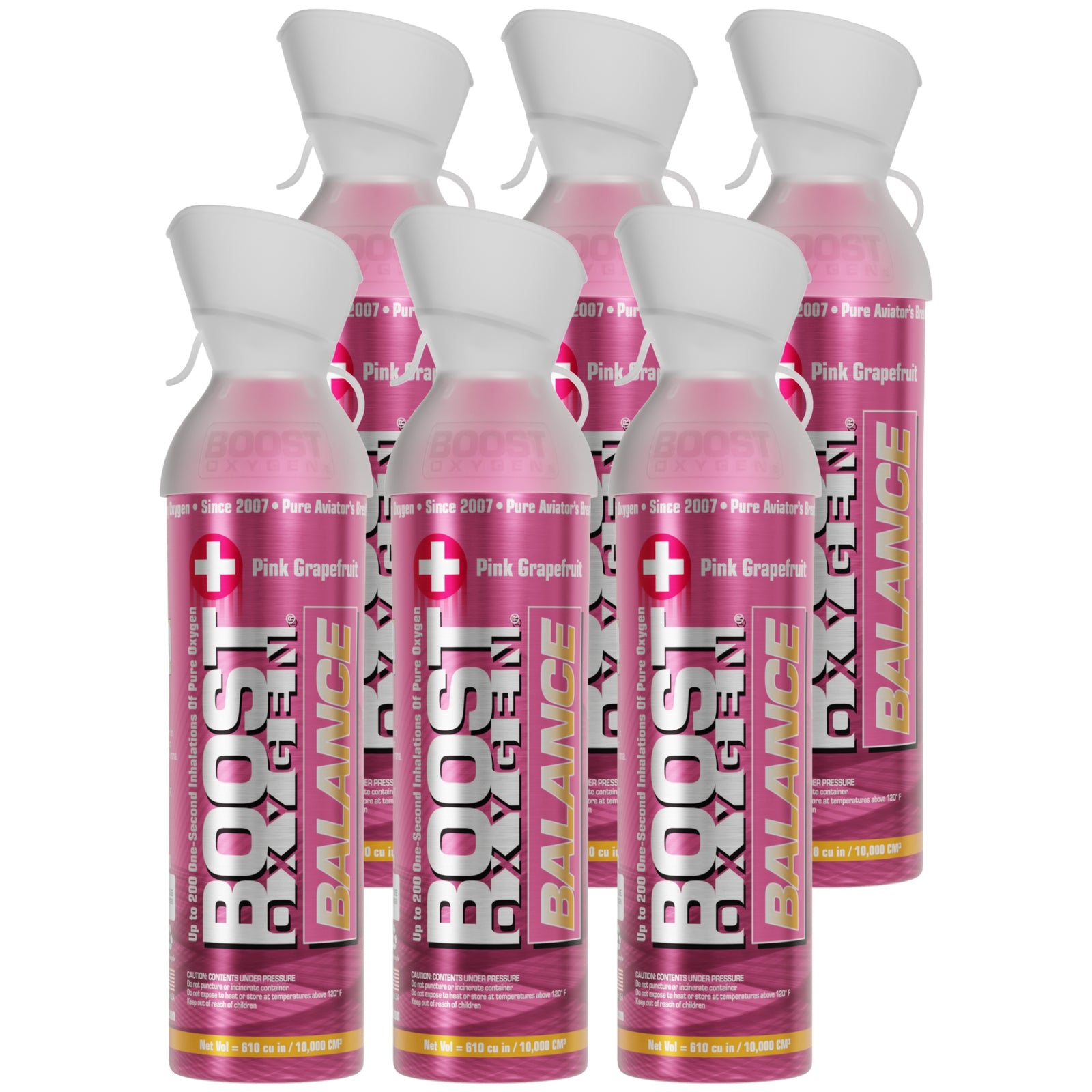 Boost Oxygen Natural Portable 10 Liter Pure Oxygen Canister, Grapefruit (6 Pack) - VMInnovations