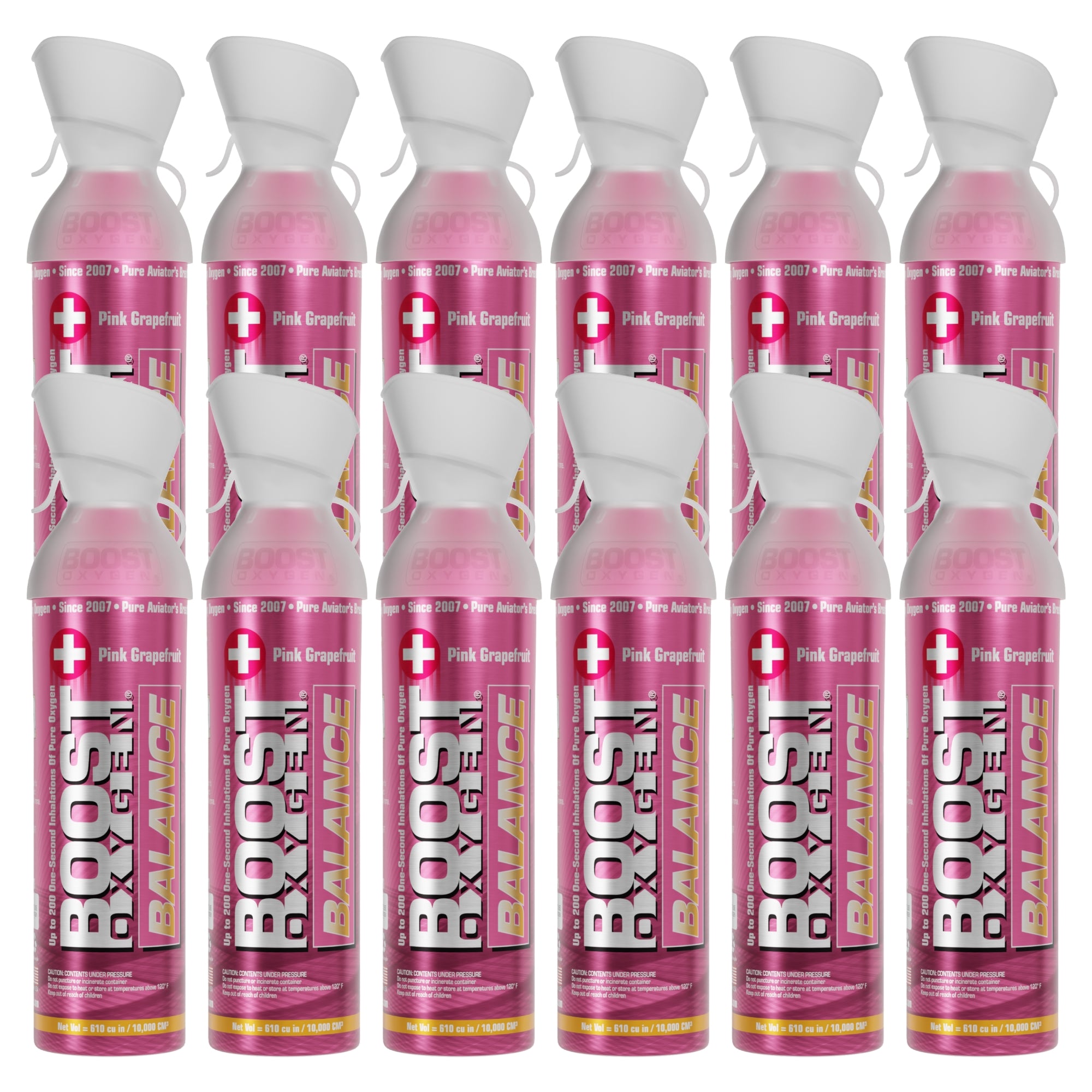 Boost Oxygen Natural Portable 10 Liter Oxygen Canister, Grapefruit (12 Pack) - VMInnovations