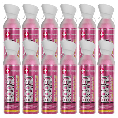 Boost Oxygen Natural Portable 10 Liter Oxygen Canister, Grapefruit (12 Pack) - VMInnovations
