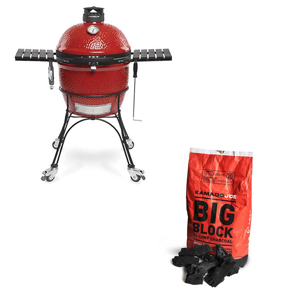 Kamado Joe Classic II Ceramic Red Grill and XL Premium Lump Charcoal, 20 Pounds