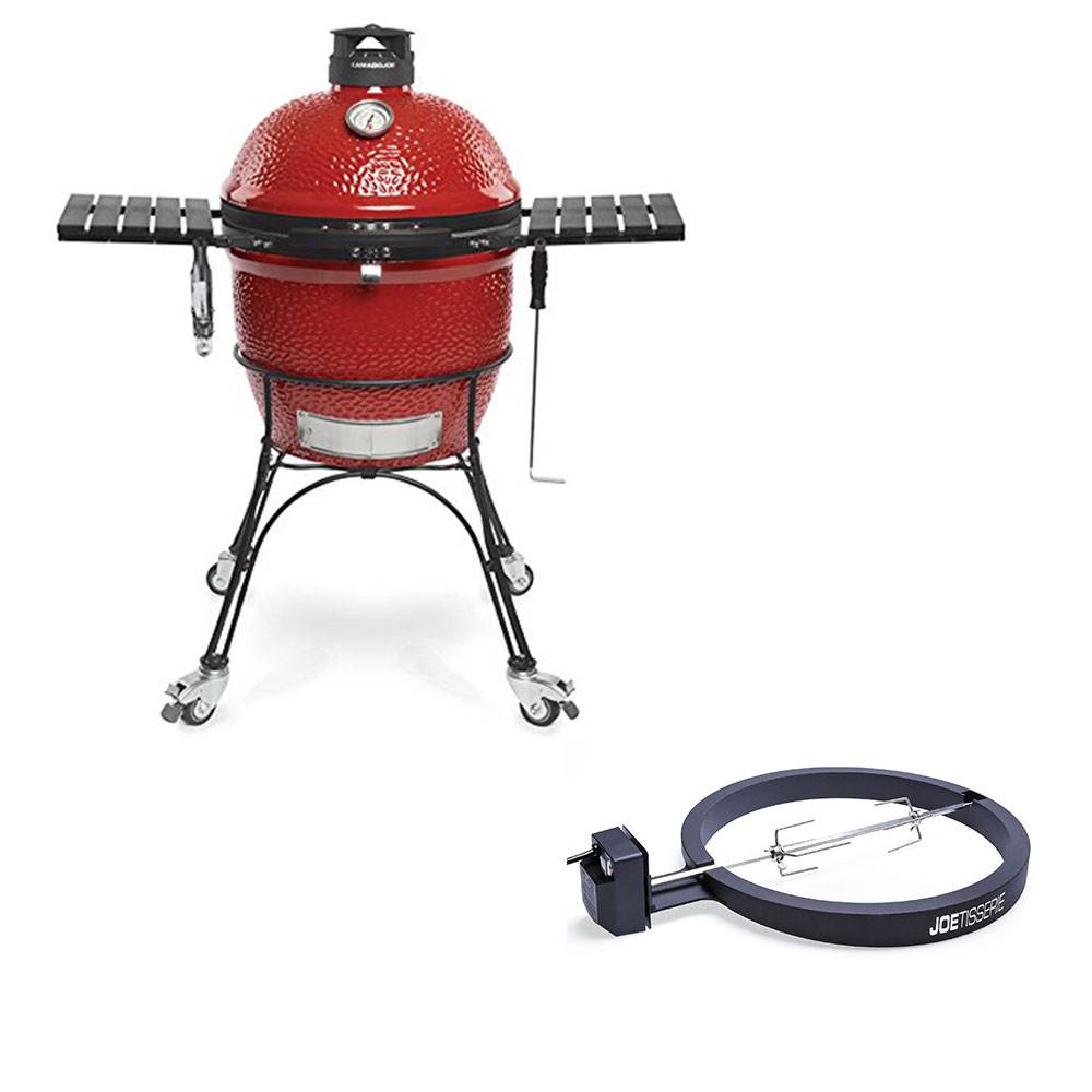 Kamado Joe Classic II Ceramic Grill and JoeTisserie Spit Rod & Forks Rotisserie