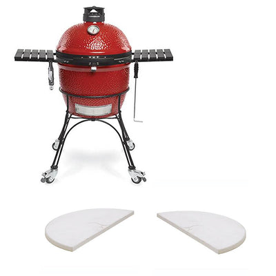 Kamado Joe Classic II Ceramic Grill and 2 Pack Half Moon Stone Cooking Rack