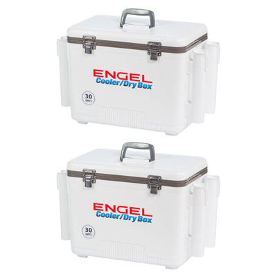 Engel Coolers 30 Qt. 48 Can Lightweight Insulated Mobile Cooler Drybox (2 Pack)