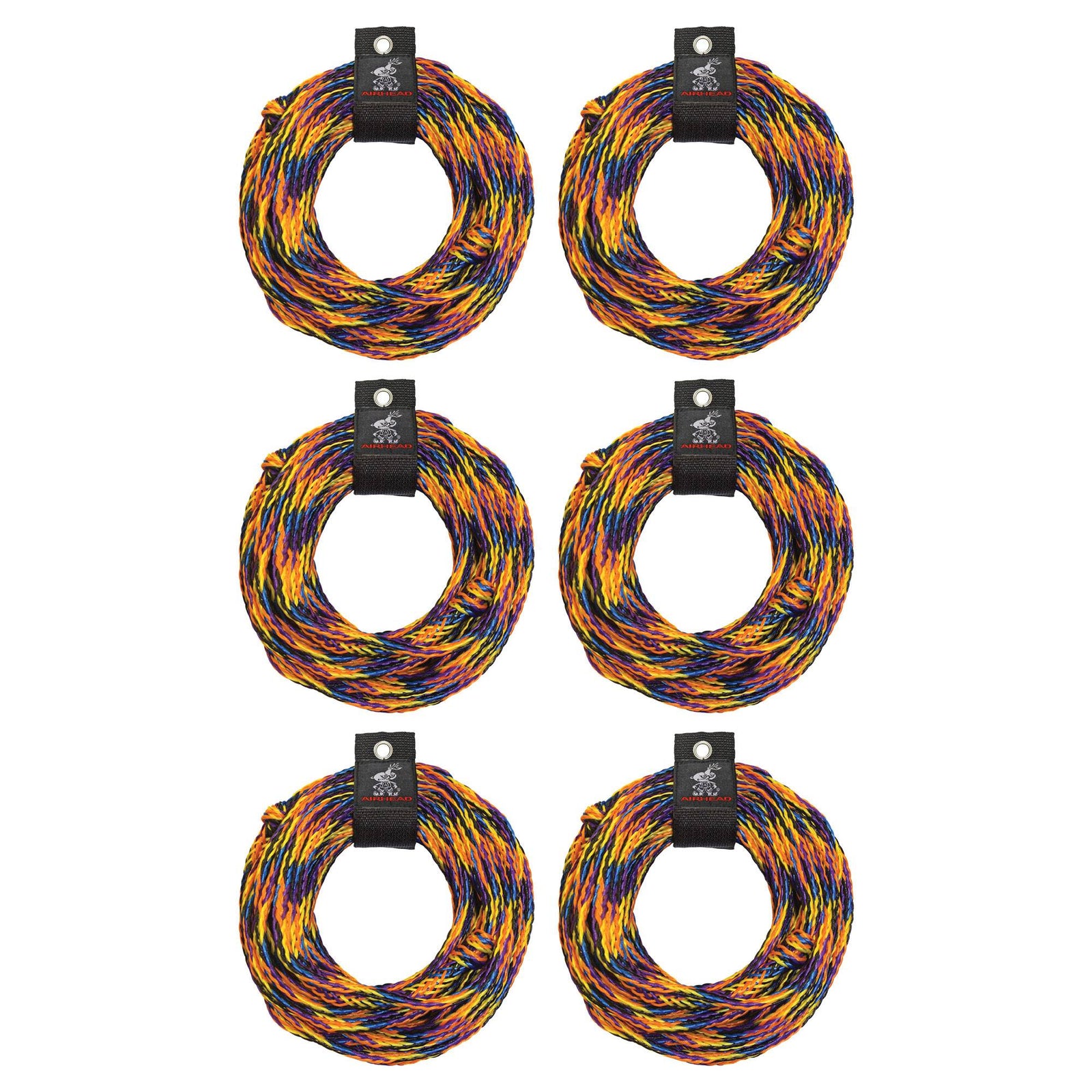 AIRHEAD AHTR-60 60 Ft. Length 2375 Pound Strength 2 Rider Tube Tow Rope (6 Pack) - VMInnovations
