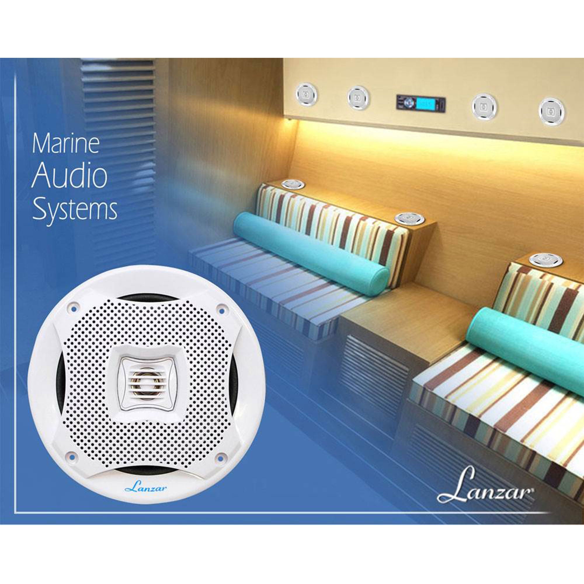 Lanzar AQ5CXW 5.25" 400W 2-Way Marine Boat Speakers White 400 Watts (24 Pack)