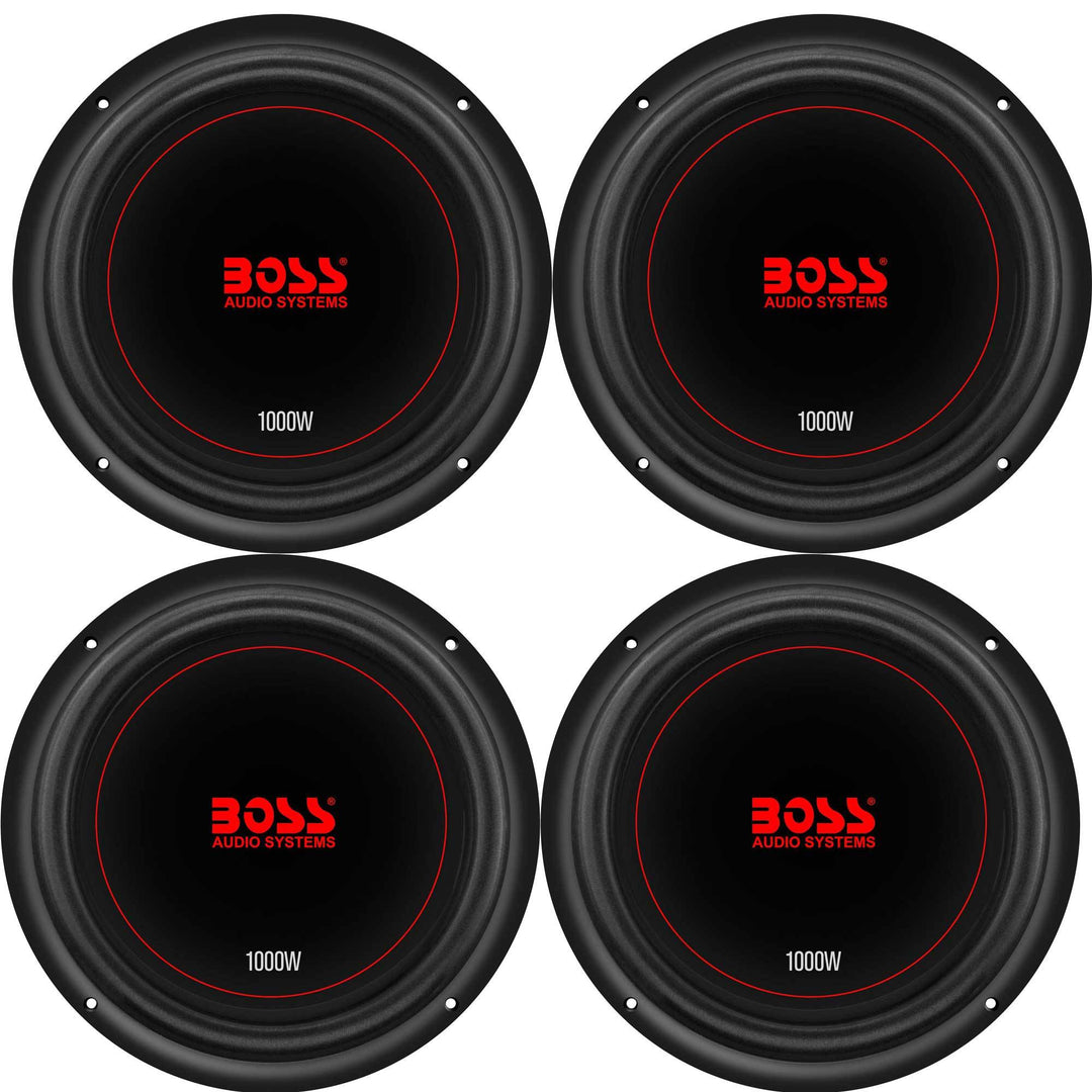 Boss Chaos Exxtreme 10" 1000W Dual Voice Coil 4 Ohm Car Audio Subwoofer (4 Pack) - VMInnovations