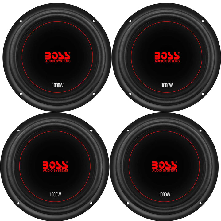 Boss Chaos Exxtreme 10" 1000W Dual Voice Coil 4 Ohm Car Audio Subwoofer (4 Pack) - VMInnovations