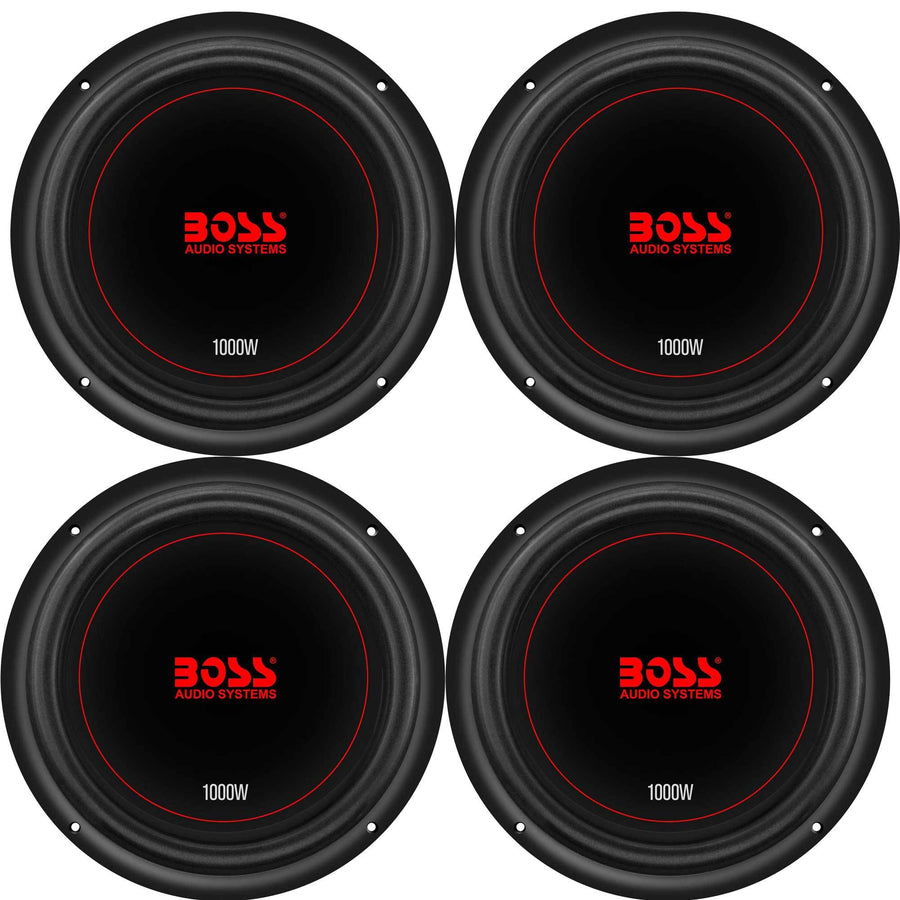 Boss Chaos Exxtreme 10" 1000W Dual Voice Coil 4 Ohm Car Audio Subwoofer (4 Pack) - VMInnovations