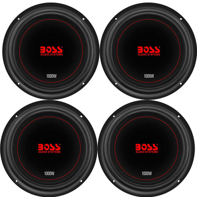 Boss Chaos Exxtreme 10" 1000W Dual Voice Coil 4 Ohm Car Audio Subwoofer (4 Pack)