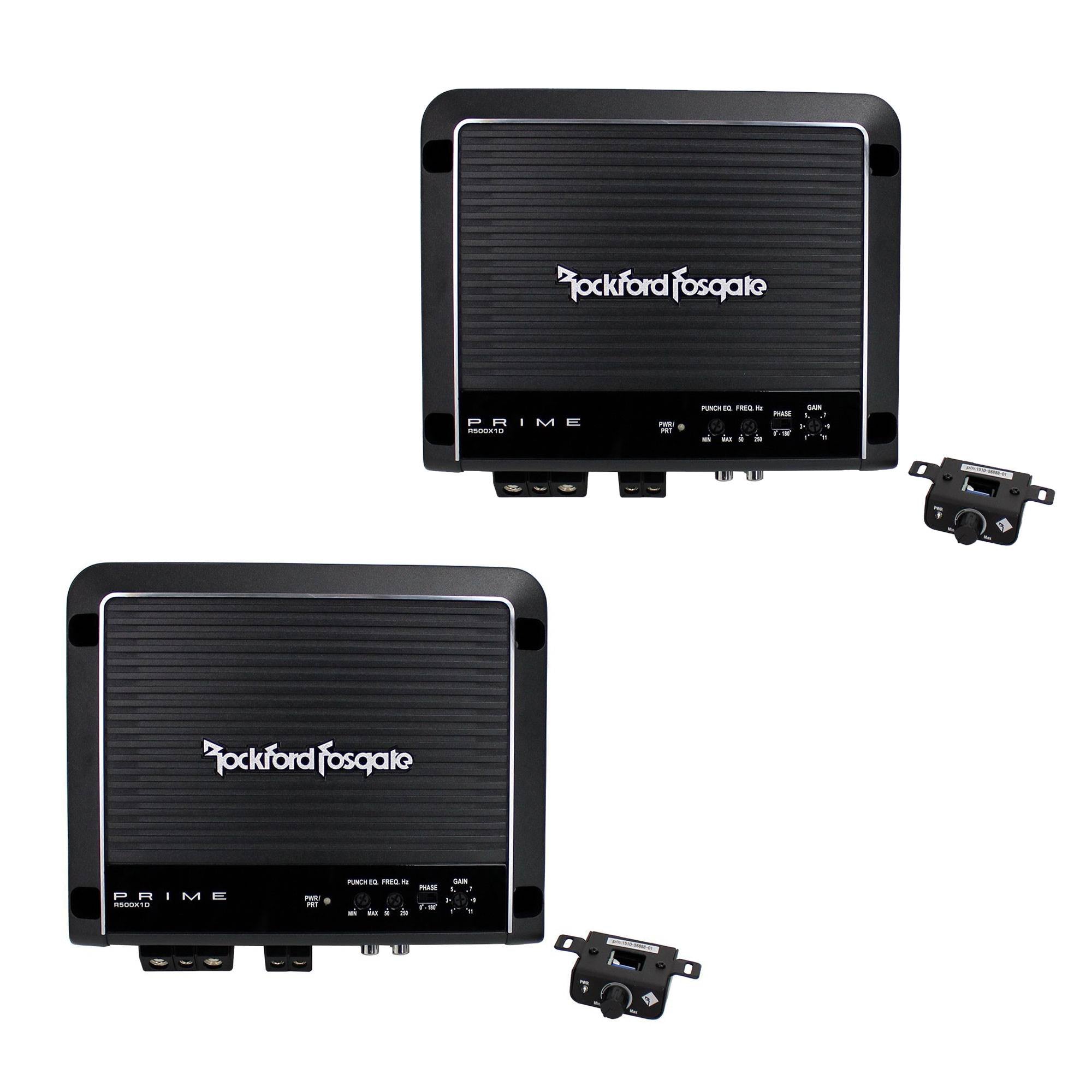 Rockford Fosgate 500 Watt Mono D Power Car Audio Amplifier with Remote (2 Pack)
