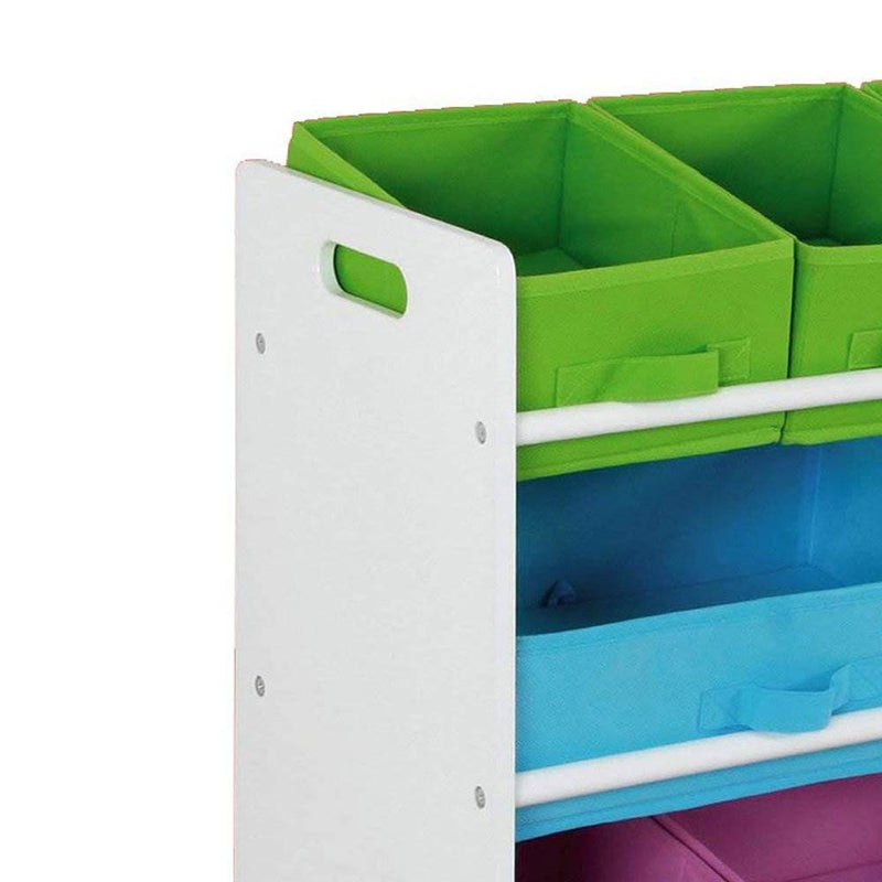 Home Basics Kid Furniture Storage Organization Shelf with 9 Bins, White (6 Pack)