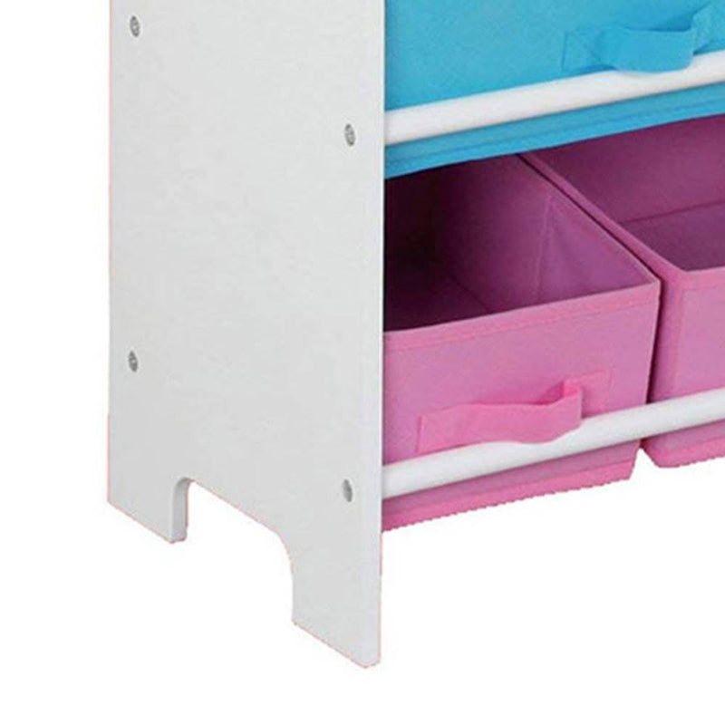 Home Basics Kid Furniture Storage Organization Shelf with 9 Bins, White (6 Pack)