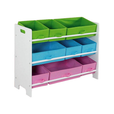 Home Basics Kid Furniture Storage Organization Shelf with 9 Bins, White (6 Pack) - VMInnovations