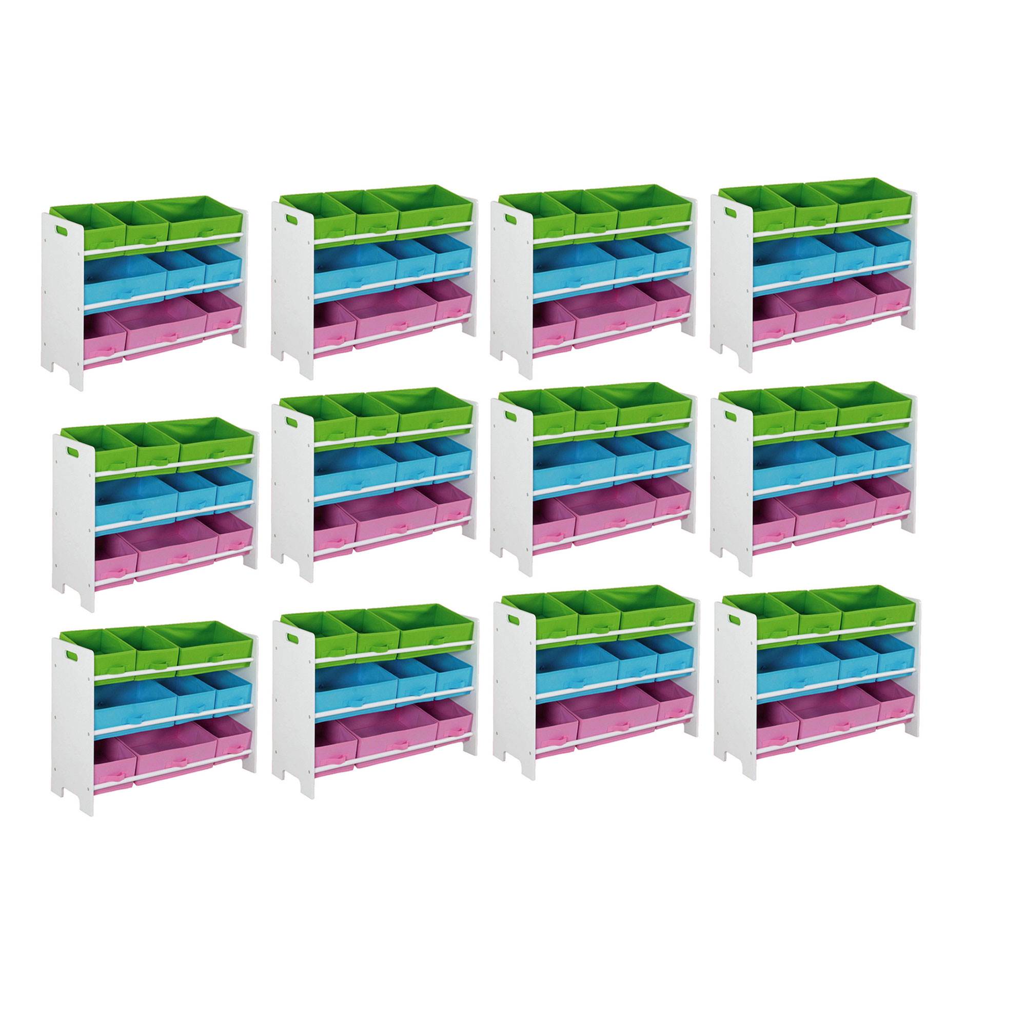 Home Basics Kid Furniture Storage Organization Shelf w/ 9 Bins, White (12 Pack) - VMInnovations