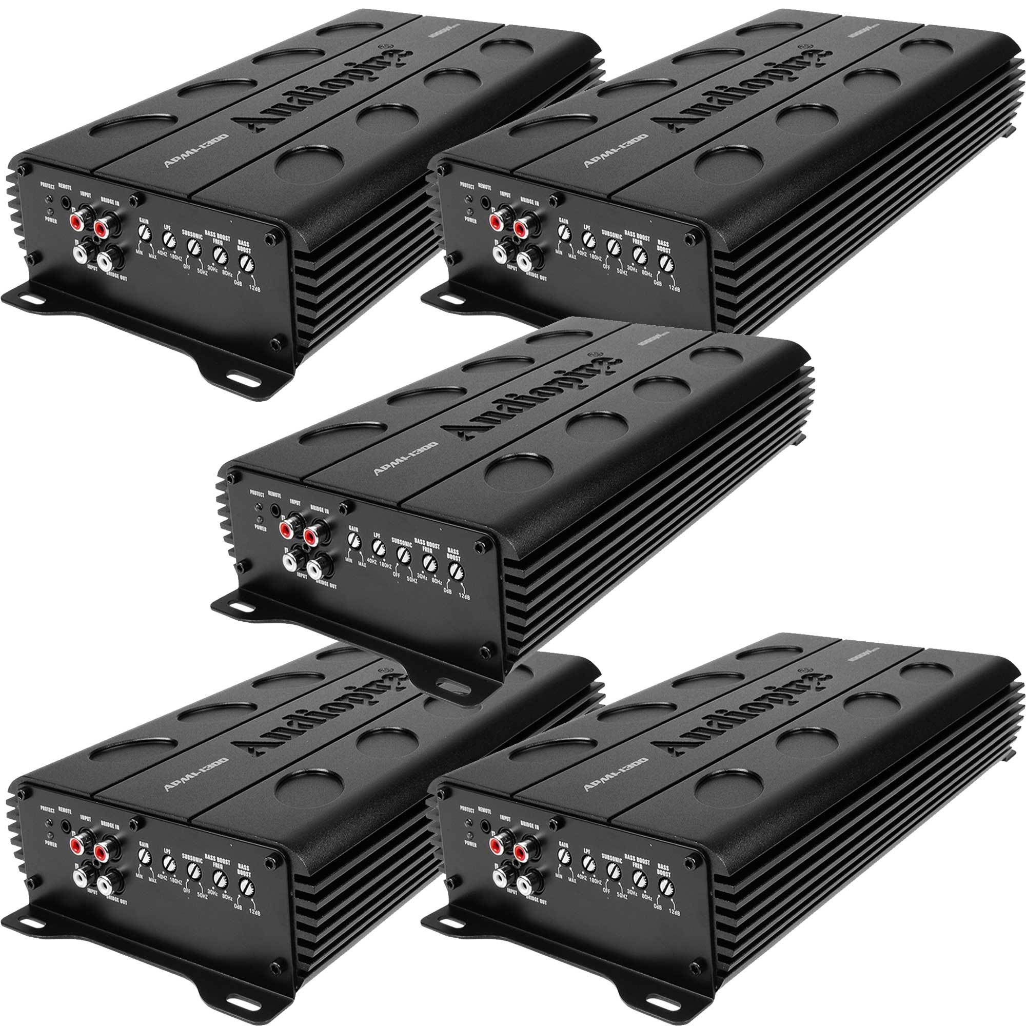 Audiopipe APMI-1300 1000W Class D Mono 1 Ohm Stable Car Audio Amplifier (5 Pack)