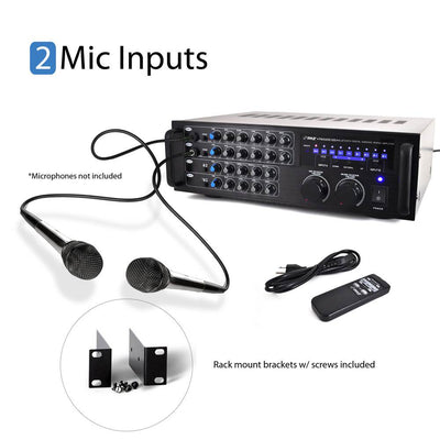 Pyle 1000 Watt Karaoke Mixer Audio Amplifier RCA Bluetooth w/ Remote (4 Pack)