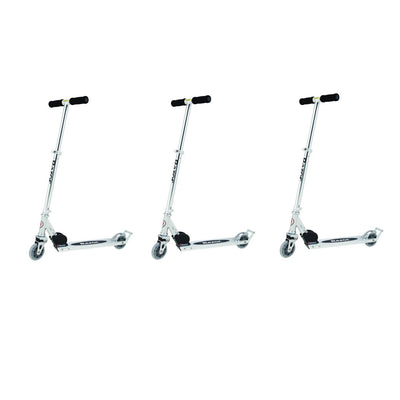 Razor A2 Kids Folding Portable Push Scooter with Wheelie Bar, Clear (3 pack)
