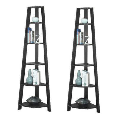 Monarch Specialtie 72 Inch Tall Cappuccino Corner Accent Bookcase (2 Pack)