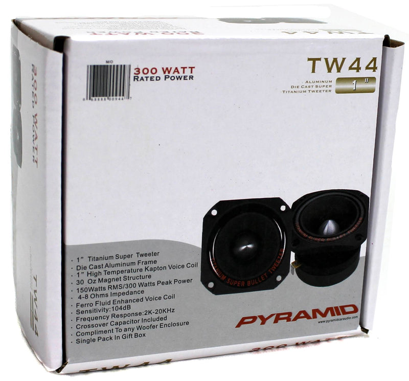 Pyramid TW44 1 Inch 300W Titanium Dome Bullet Car Super Tweeter (12 Pack)