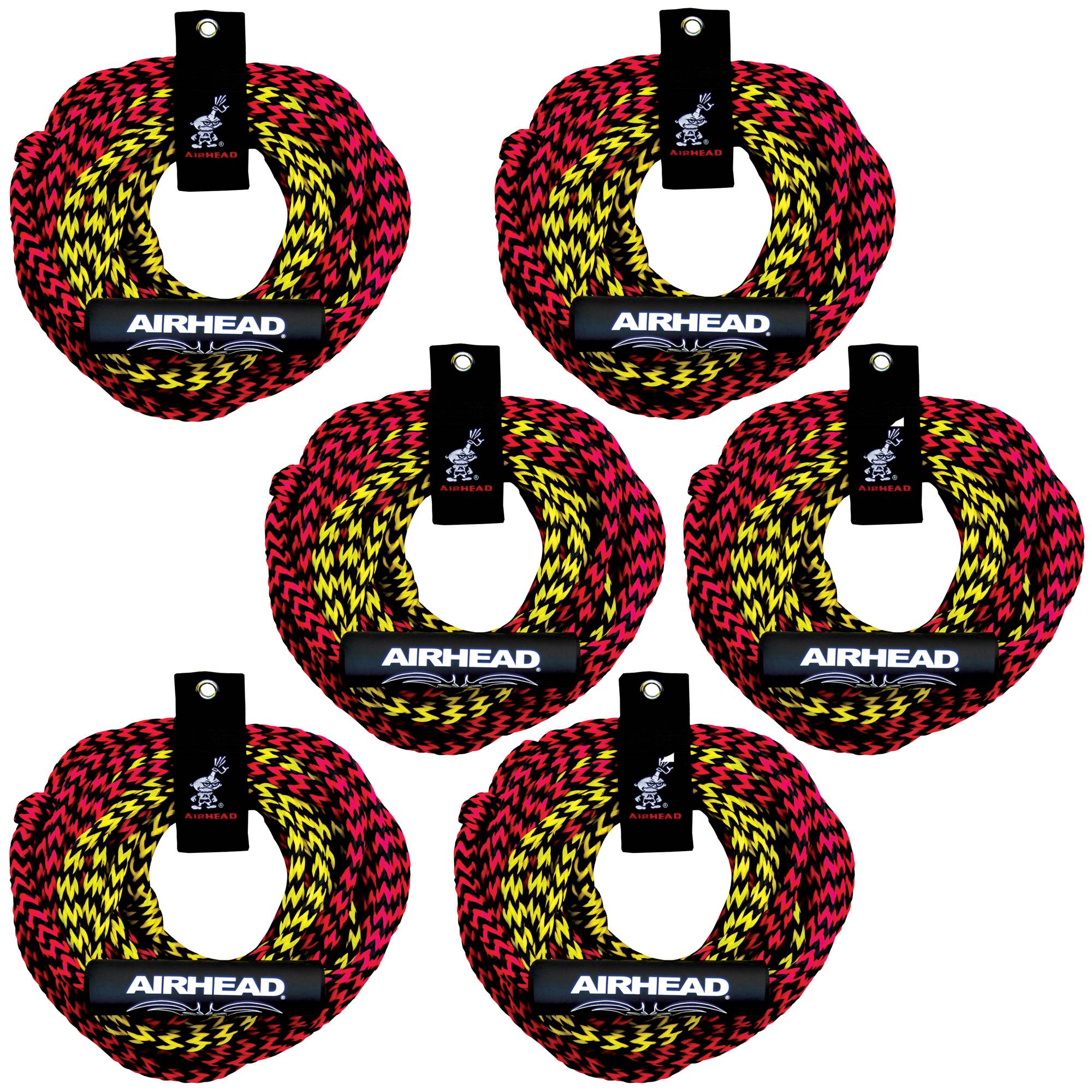 Airhead Tube Rope 2 Section w/ Floater 2 Rider Towable Lake Boat Water (6 Pack)