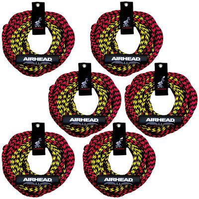 Airhead Tube Rope 2 Section w/ Floater 2 Rider Towable Lake Boat Water (6 Pack)