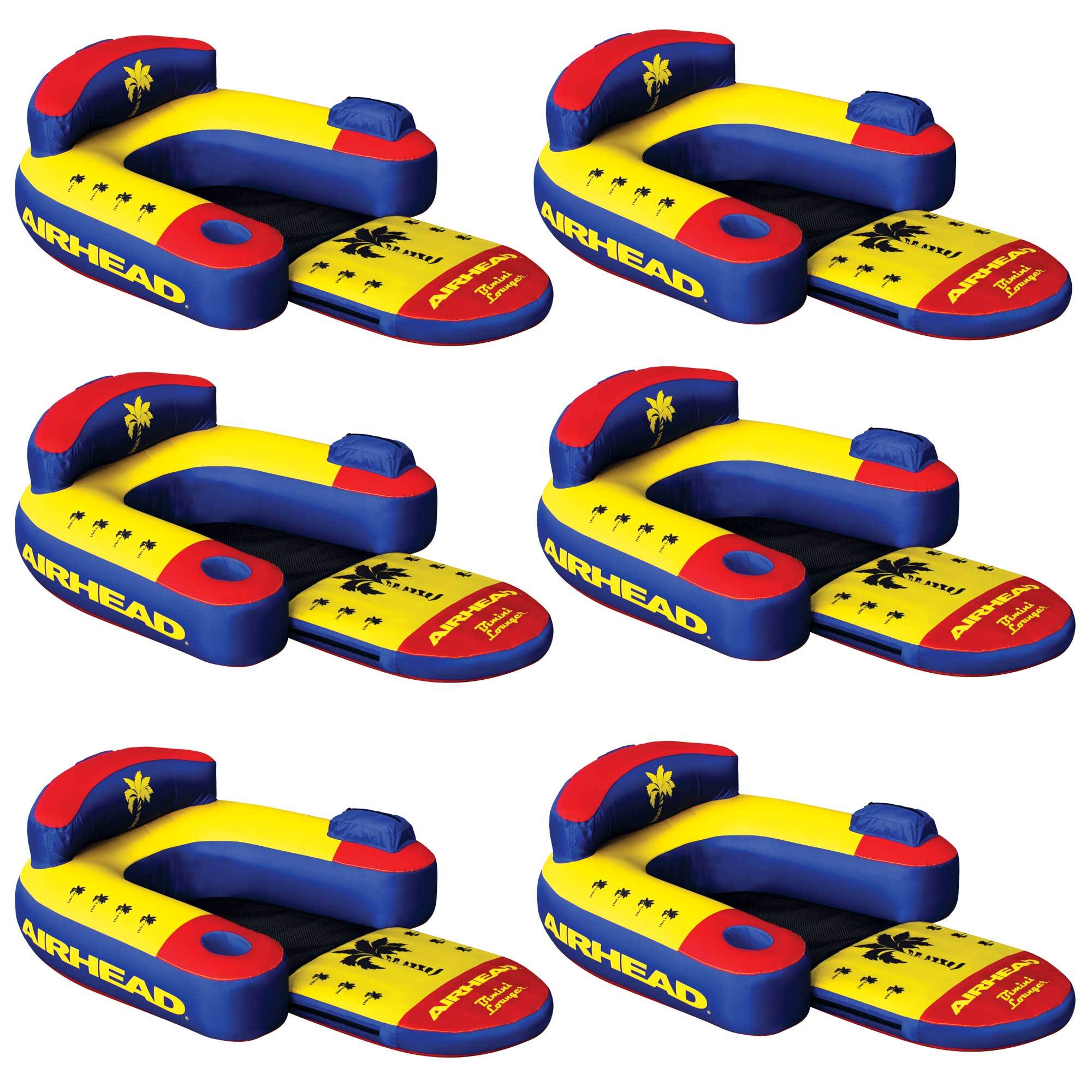 Airhead AHBL-3 Bimini Lounger II 1 Person Inflatable Pool Lounge Raft (6 Pack)