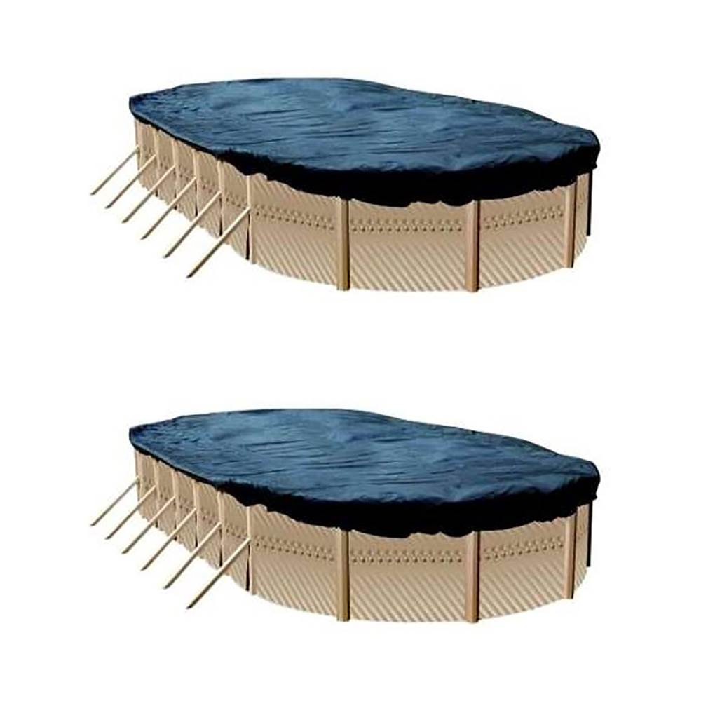 Swimline 12x24 Ft. Heavy Duty Oval Above Ground Winter Pool Cover, Blue (2 Pack) - VMInnovations