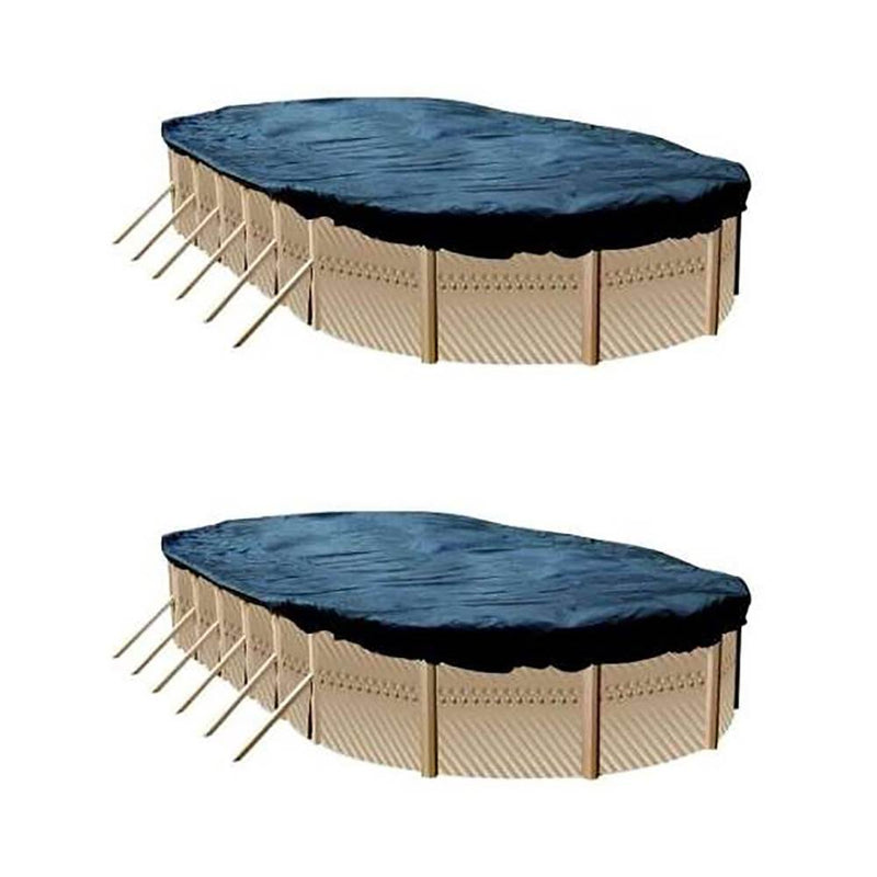 Swimline 12x24 Ft. Heavy Duty Oval Above Ground Winter Pool Cover, Blue (2 Pack)