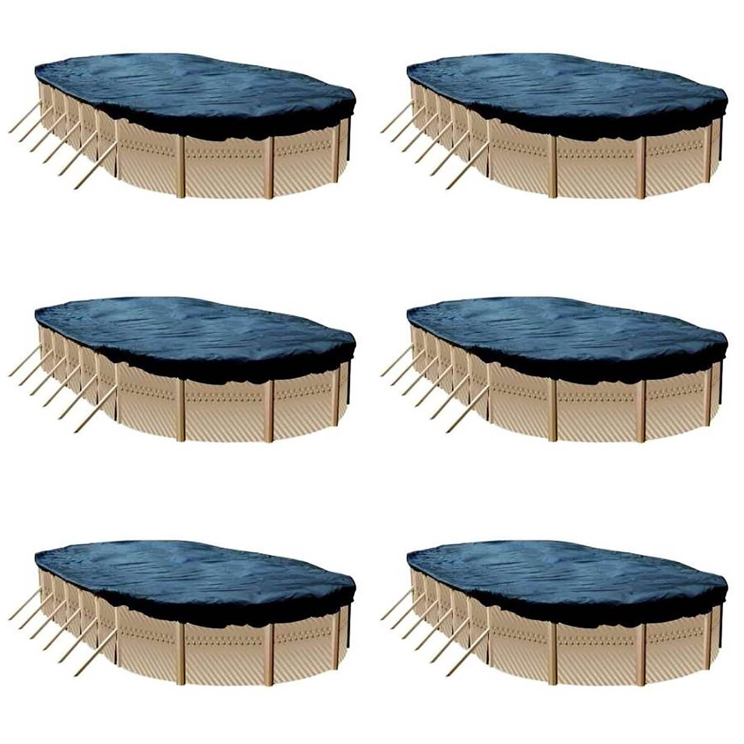 Swimline 12x24 Ft. Heavy Duty Oval Above Ground Winter Pool Cover, Blue (6 Pack)