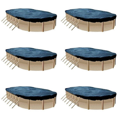 Swimline 12x24 Ft. Heavy Duty Oval Above Ground Winter Pool Cover, Blue (6 Pack)