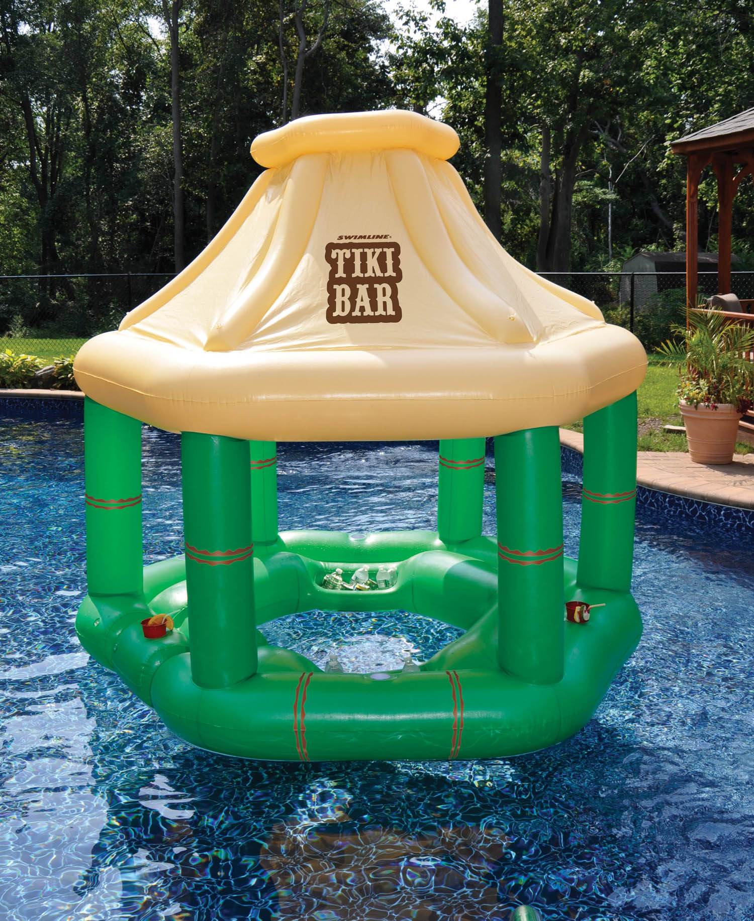 Swimline Pool Party Inflatable Floating Tiki Swim Up Bar with Coolers (2 Pack)