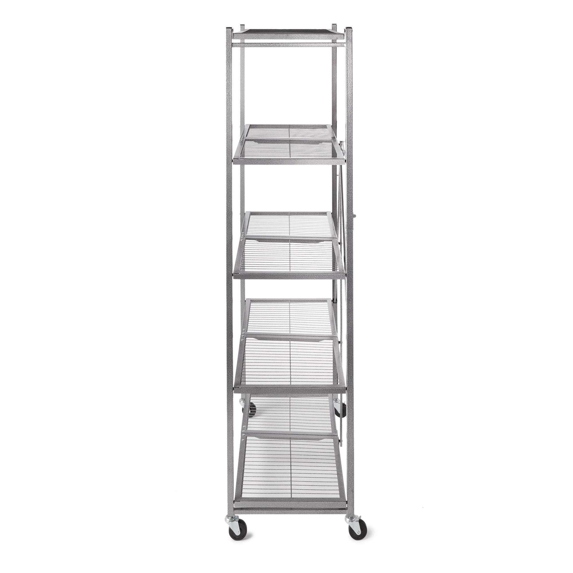 Origami 81 x 36 x 18in Wheeled 5 Tier Folding Steel Shelving, Pewter (Open Box)