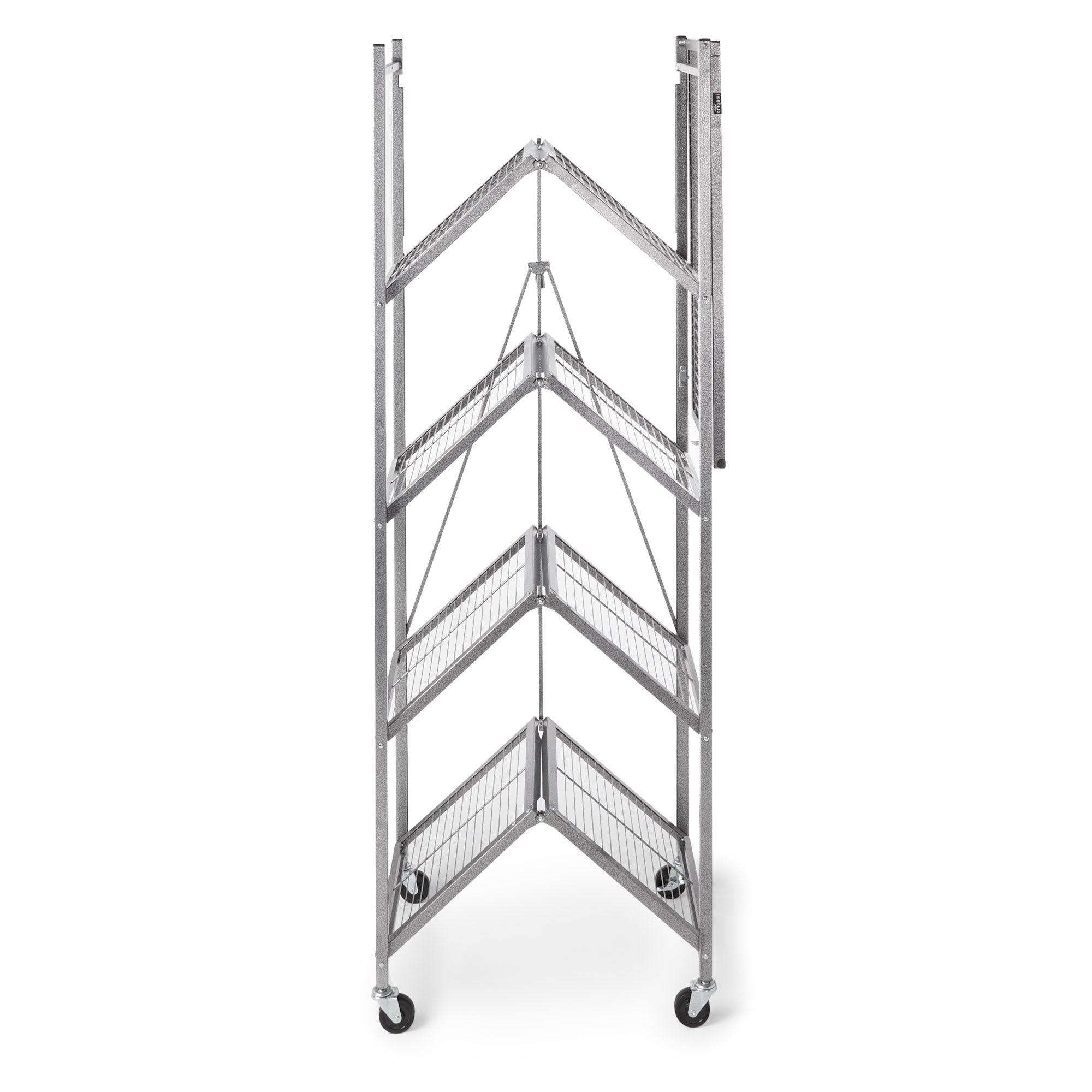 Origami 81 x 36 x 18in Wheeled 5 Tier Folding Steel Shelving, Pewter (Open Box)