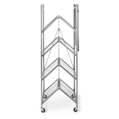 Origami 81 x 36 x 18in Wheeled 5 Tier Folding Steel Shelving, Pewter (Open Box)