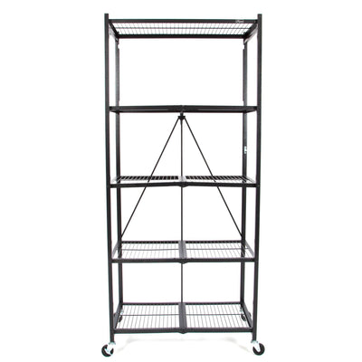 Origami Large Wheeled 5-Shelf Steel Wire Shelving, Black(21"x36"x78")(For Parts)