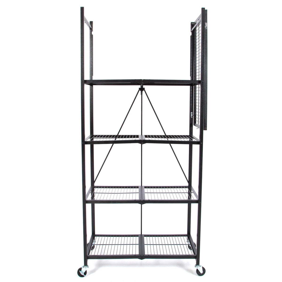 Origami Large Wheeled 5-Shelf Folding Steel Wire Shelving, Black (Open Box)
