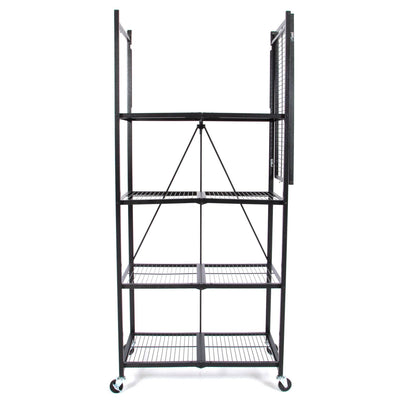 Origami Large Wheeled 5-Shelf Folding Steel Wire Shelving, Black (Damaged)