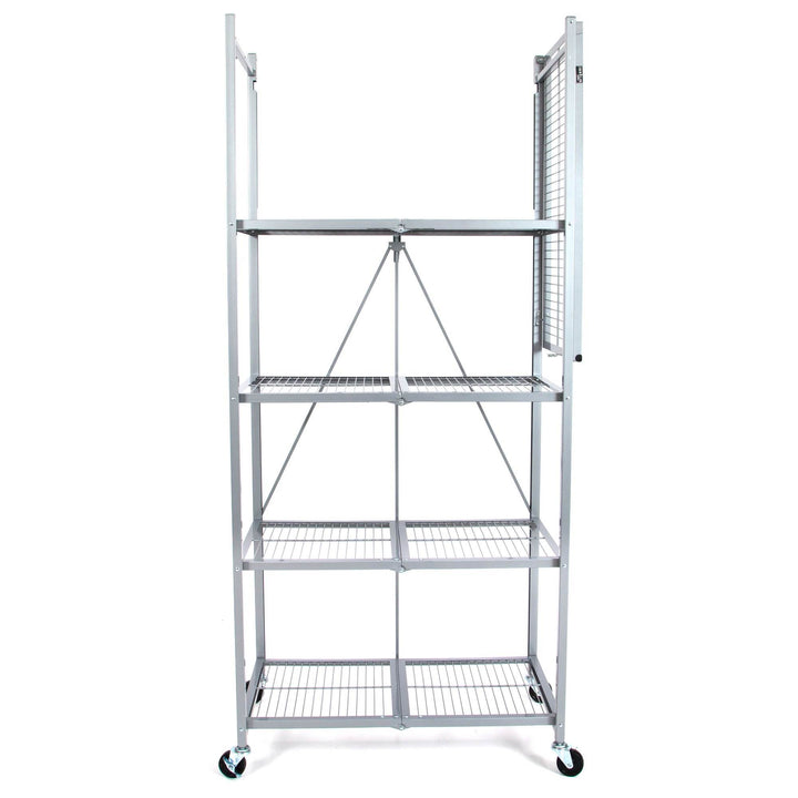 Origami Large Wheeled 5-Shelf Folding Steel Wire Shelving Platinum (21"x36"x78")