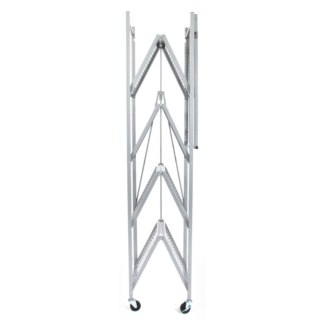 Origami Large Wheeled 5-Shelf Folding Steel Wire Shelving Platinum (21"x36"x78")