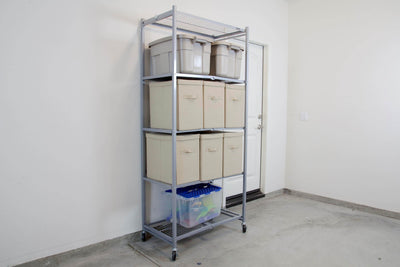Origami Large Wheeled 5-Shelf Folding Steel Wire Shelving Platinum (Open Box)