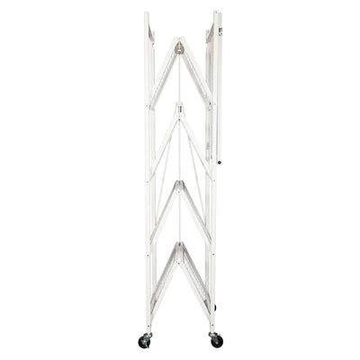 Origami Large Wheeled 5-Shelf Folding Steel Wire Shelving, White (Used)